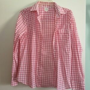 J. Crew Pink Gingham “The Perfect Shirt”